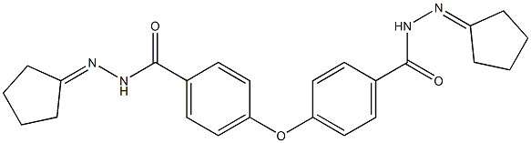 N-(cyclopentylideneamino)-4-[4-[(cyclopentylideneamino)carbamoyl]phenoxy]benzamide Struktur