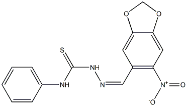 1-[(Z)-(6-nitro-1,3-benzodioxol-5-yl)methylideneamino]-3-phenylthiourea Struktur