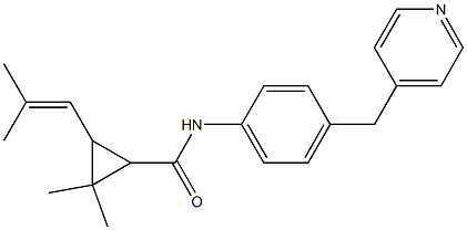 2,2-dimethyl-3-(2-methylprop-1-enyl)-N-[4-(pyridin-4-ylmethyl)phenyl]cyclopropane-1-carboxamide Struktur