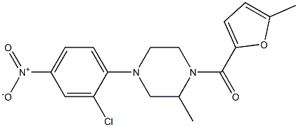 [4-(2-chloro-4-nitrophenyl)-2-methylpiperazin-1-yl]-(5-methylfuran-2-yl)methanone Struktur