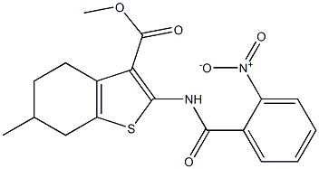 methyl 6-methyl-2-[(2-nitrobenzoyl)amino]-4,5,6,7-tetrahydro-1-benzothiophene-3-carboxylate Struktur