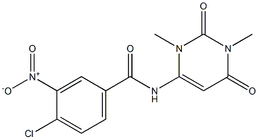 4-chloro-N-(1,3-dimethyl-2,6-dioxopyrimidin-4-yl)-3-nitrobenzamide Struktur