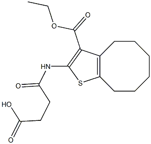 4-[(3-ethoxycarbonyl-4,5,6,7,8,9-hexahydrocycloocta[b]thiophen-2-yl)amino]-4-oxobutanoic acid Struktur