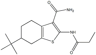 6-tert-butyl-2-(propanoylamino)-4,5,6,7-tetrahydro-1-benzothiophene-3-carboxamide Struktur