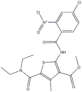 methyl 2-[(4-chloro-2-nitrobenzoyl)amino]-5-(diethylcarbamoyl)-4-methylthiophene-3-carboxylate Struktur