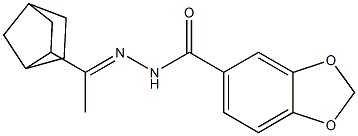 N-[(E)-1-(3-bicyclo[2.2.1]heptanyl)ethylideneamino]-1,3-benzodioxole-5-carboxamide Struktur