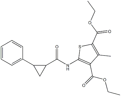 diethyl 3-methyl-5-[(2-phenylcyclopropanecarbonyl)amino]thiophene-2,4-dicarboxylate Struktur