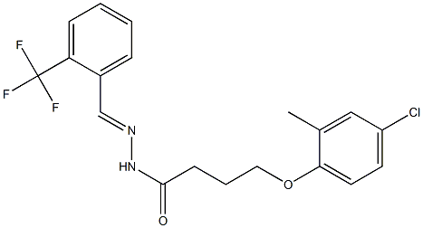 4-(4-chloro-2-methylphenoxy)-N-[(E)-[2-(trifluoromethyl)phenyl]methylideneamino]butanamide Struktur