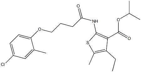 propan-2-yl 2-[4-(4-chloro-2-methylphenoxy)butanoylamino]-4-ethyl-5-methylthiophene-3-carboxylate Struktur