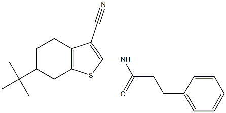 N-(6-tert-butyl-3-cyano-4,5,6,7-tetrahydro-1-benzothiophen-2-yl)-3-phenylpropanamide Struktur