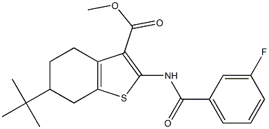 methyl 6-tert-butyl-2-[(3-fluorobenzoyl)amino]-4,5,6,7-tetrahydro-1-benzothiophene-3-carboxylate Struktur