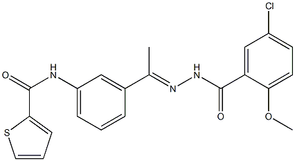 N-[3-[(E)-N-[(5-chloro-2-methoxybenzoyl)amino]-C-methylcarbonimidoyl]phenyl]thiophene-2-carboxamide Struktur