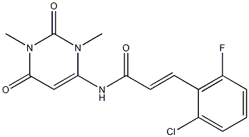 (E)-3-(2-chloro-6-fluorophenyl)-N-(1,3-dimethyl-2,6-dioxopyrimidin-4-yl)prop-2-enamide Struktur