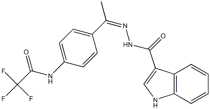 N-[(Z)-1-[4-[(2,2,2-trifluoroacetyl)amino]phenyl]ethylideneamino]-1H-indole-3-carboxamide Struktur