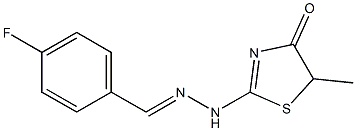 2-[(2E)-2-[(4-fluorophenyl)methylidene]hydrazinyl]-5-methyl-1,3-thiazol-4-one Struktur