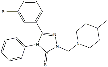 5-(3-bromophenyl)-2-[(4-methylpiperidin-1-yl)methyl]-4-phenyl-1,2,4-triazole-3-thione Struktur