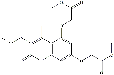 methyl 2-[5-(2-methoxy-2-oxoethoxy)-4-methyl-2-oxo-3-propylchromen-7-yl]oxyacetate Struktur