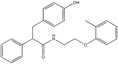 3-(4-hydroxyphenyl)-N-[2-(2-methylphenoxy)ethyl]-2-phenylpropanamide Struktur