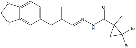 N-[(E)-[3-(1,3-benzodioxol-5-yl)-2-methylpropylidene]amino]-2,2-dibromo-1-methylcyclopropane-1-carboxamide Struktur