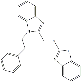 2-[[1-(2-phenylethyl)benzimidazol-2-yl]methylsulfanyl]-1,3-benzoxazole Struktur