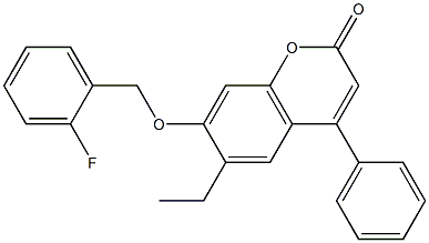 6-ethyl-7-[(2-fluorophenyl)methoxy]-4-phenylchromen-2-one Struktur