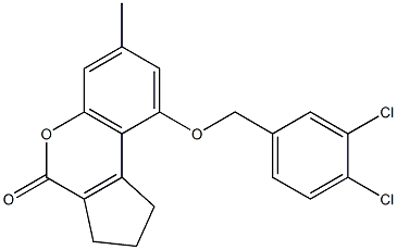 9-[(3,4-dichlorophenyl)methoxy]-7-methyl-2,3-dihydro-1H-cyclopenta[c]chromen-4-one Struktur