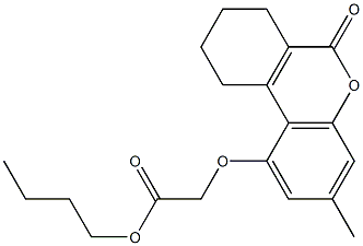 butyl 2-[(3-methyl-6-oxo-7,8,9,10-tetrahydrobenzo[c]chromen-1-yl)oxy]acetate Struktur