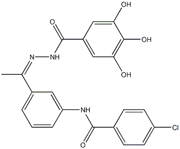 N-[(Z)-1-[3-[(4-chlorobenzoyl)amino]phenyl]ethylideneamino]-3,4,5-trihydroxybenzamide Struktur