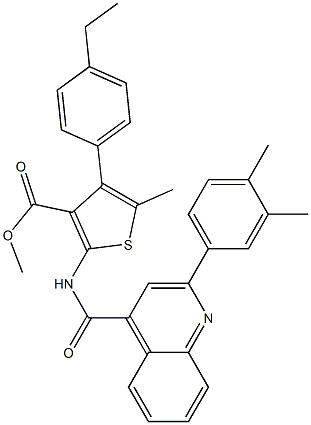 methyl 2-[[2-(3,4-dimethylphenyl)quinoline-4-carbonyl]amino]-4-(4-ethylphenyl)-5-methylthiophene-3-carboxylate Struktur