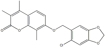 7-[(6-chloro-1,3-benzodioxol-5-yl)methoxy]-3,4,8-trimethylchromen-2-one Struktur