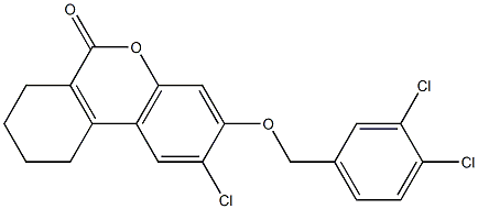 2-chloro-3-[(3,4-dichlorophenyl)methoxy]-7,8,9,10-tetrahydrobenzo[c]chromen-6-one Struktur