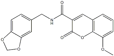 N-(1,3-benzodioxol-5-ylmethyl)-8-methoxy-2-oxochromene-3-carboxamide Structure