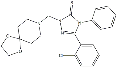 5-(2-chlorophenyl)-2-(1,4-dioxa-8-azaspiro[4.5]decan-8-ylmethyl)-4-phenyl-1,2,4-triazole-3-thione Struktur