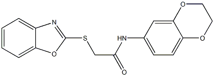 2-(1,3-benzoxazol-2-ylsulfanyl)-N-(2,3-dihydro-1,4-benzodioxin-6-yl)acetamide Struktur