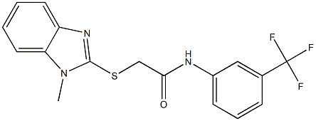 2-(1-methylbenzimidazol-2-yl)sulfanyl-N-[3-(trifluoromethyl)phenyl]acetamide Struktur