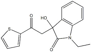 1-ethyl-3-hydroxy-3-(2-oxo-2-thiophen-2-ylethyl)indol-2-one Struktur