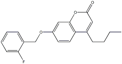 4-butyl-7-[(2-fluorophenyl)methoxy]chromen-2-one Struktur