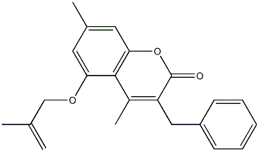 3-benzyl-4,7-dimethyl-5-(2-methylprop-2-enoxy)chromen-2-one Struktur