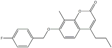 7-[(4-fluorophenyl)methoxy]-8-methyl-4-propylchromen-2-one Struktur