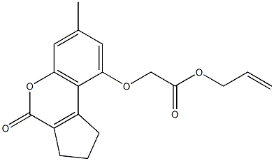 prop-2-enyl 2-[(7-methyl-4-oxo-2,3-dihydro-1H-cyclopenta[c]chromen-9-yl)oxy]acetate Struktur