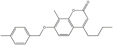 4-butyl-8-methyl-7-[(4-methylphenyl)methoxy]chromen-2-one Struktur