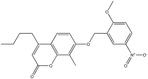 4-butyl-7-[(2-methoxy-5-nitrophenyl)methoxy]-8-methylchromen-2-one Structure