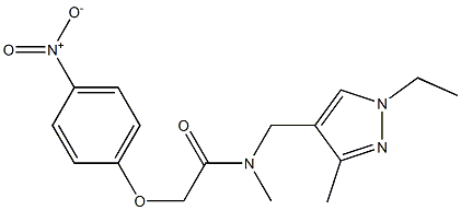 N-[(1-ethyl-3-methylpyrazol-4-yl)methyl]-N-methyl-2-(4-nitrophenoxy)acetamide Struktur