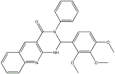 3-phenyl-2-(2,3,4-trimethoxyphenyl)-1,2-dihydropyrimido[4,5-b]quinolin-4-one Struktur