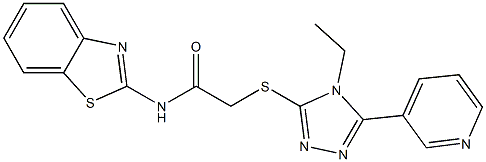 N-(1,3-benzothiazol-2-yl)-2-[(4-ethyl-5-pyridin-3-yl-1,2,4-triazol-3-yl)sulfanyl]acetamide Struktur