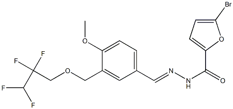 5-bromo-N-[(E)-[4-methoxy-3-(2,2,3,3-tetrafluoropropoxymethyl)phenyl]methylideneamino]furan-2-carboxamide Struktur