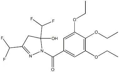 [3,5-bis(difluoromethyl)-5-hydroxy-4H-pyrazol-1-yl]-(3,4,5-triethoxyphenyl)methanone Struktur