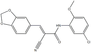 (E)-3-(1,3-benzodioxol-5-yl)-N-(5-chloro-2-methoxyphenyl)-2-cyanoprop-2-enamide Struktur