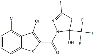 (3,4-dichloro-1-benzothiophen-2-yl)-[5-hydroxy-3-methyl-5-(trifluoromethyl)-4H-pyrazol-1-yl]methanone Struktur