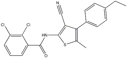 2,3-dichloro-N-[3-cyano-4-(4-ethylphenyl)-5-methylthiophen-2-yl]benzamide Struktur